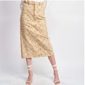 En Saison Tan Floral Eliza Midi Skirt